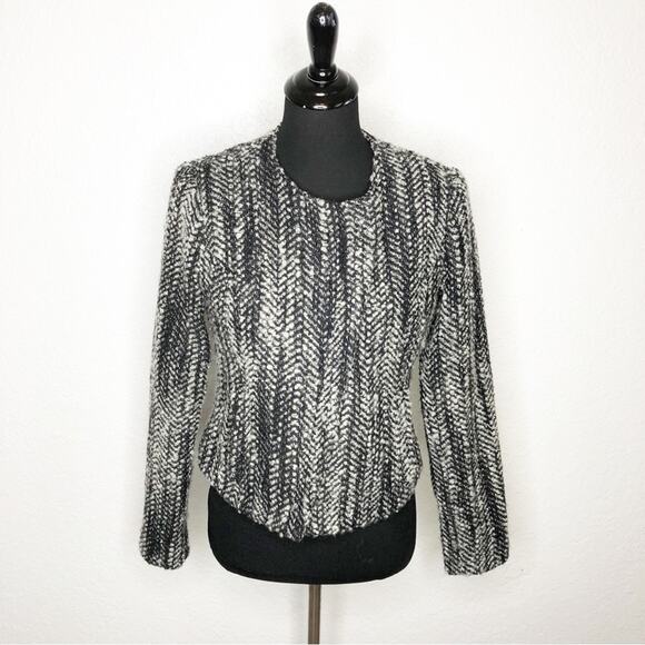 Cabi Over the Moon black white tweed zip wool blend blazer jacket size 6 #529 - Picture 2 of 16